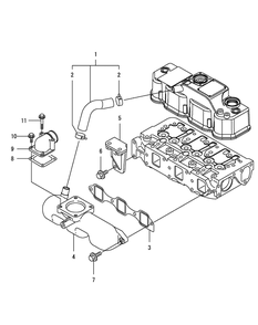 Yanmar 3tnv82a-Bdcb Intake Manifold Diagram and Parts List for S7232-D 53AY8DU8050-312HP Cub Cadet Lawn Tractor